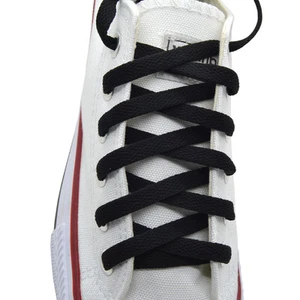 Flat Shoelace 8 mm "Black" Athletic Sneakers 27",36",45",54",63," - Picture 1 of 1