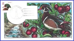 USA7 #2485 U/A COLLINS HAND PAINTED FDC Wood Duck red denomination - Picture 1 of 1