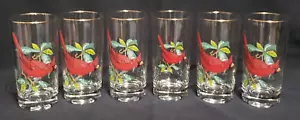Vtg W.Virginia Glass Co. American Song Birds Gold Rim Collins Glass Cardinal X6 - Picture 1 of 8