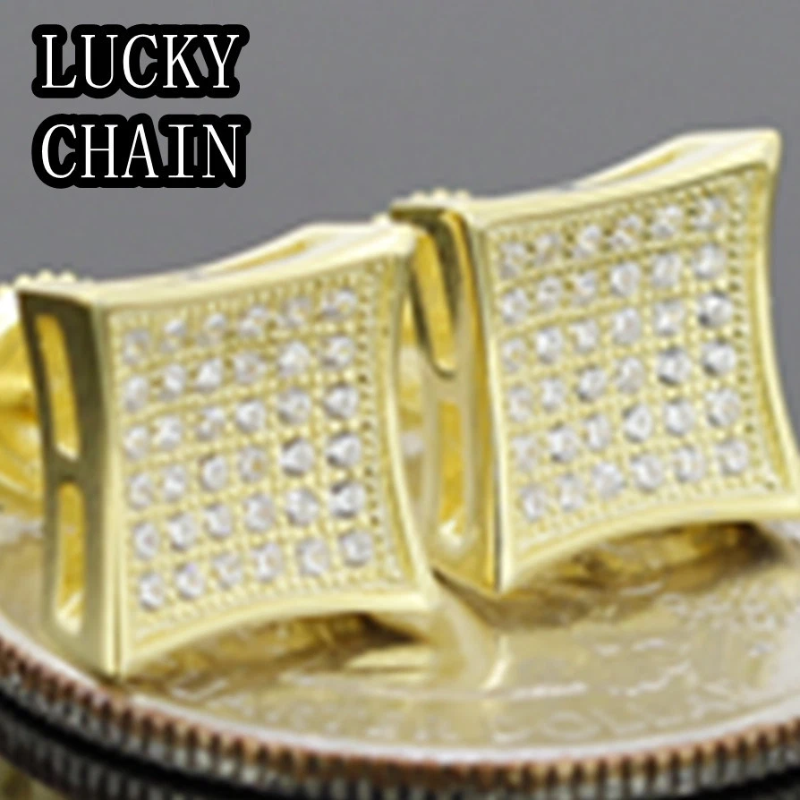 PARA HOMBRES 925 PLATA ESTERLINA LABORATORIO DIAMANTE TORNILLO TRASERO ORO PENDIENTE PENDIENTE 9mmE928 Foto 1 de 1