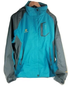 DIAMOND CANDY WOMEN'S RAIN WATERPROOF JACKET WITH HOOD,BLUE/GREY,Size XL,NEW - Picture 1 of 6