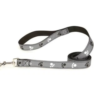 Guinzaglio Riflettente Pawprint Guinzaglio di Sicurezza Passeggiata Notturna Nero Grigio Scegli Taglia - Foto 1 di 4
