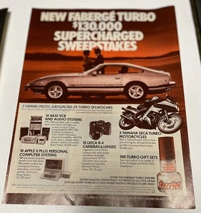 Fabergé Turbo Men's Cologne Sweepstakes Datsun 280-ZX Vintage 1982 ad #24724 - Picture 1 of 1