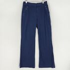 Coldwater Creek Pants Womens 8 Blue Wide Leg Mid Rise Striped Casual Trousers