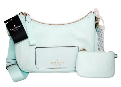 KATE SPADE Chelsea 尼龙斜挎包和拉链袋卡片盒蓝色发光 KC528 — 第 1/4 张图片