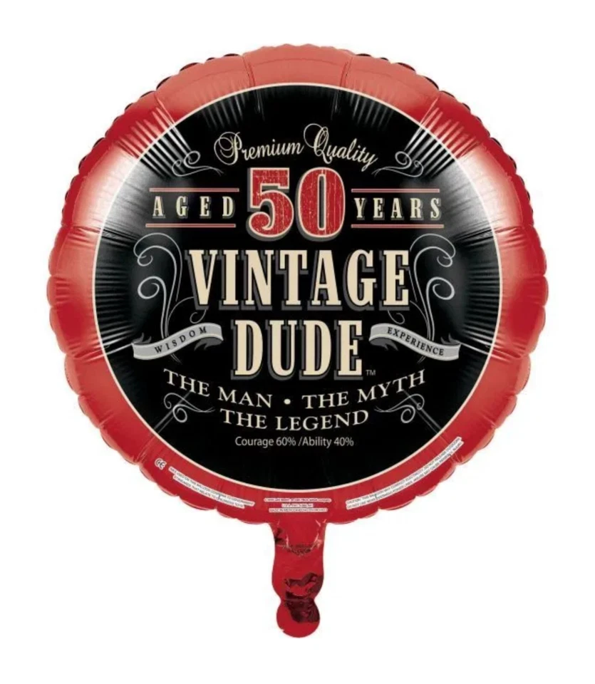 Vintage Dude 50th Birthday Foil Balloon 18" Fifty The Man Myth Legend Decoration - Image 1 of 3