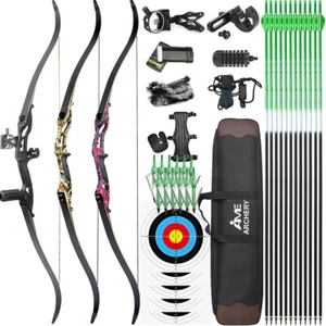 56" Takedown Recurve Bow Arrow Set 30-50lb Field Target Archery Hunting Shooting - Picture 1 of 20