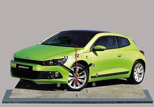MODEL CARS, VOLKSWAGEN SCIROCCO -04, 11,8x 7,8 inches aluminium with Clock - Picture 1 of 1