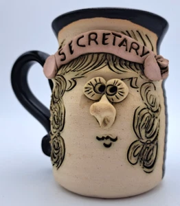 Funny Ugly Face Mug Stoneware Art Pottery Handmade Artisan Signed T Bradford - Picture 1 of 8
