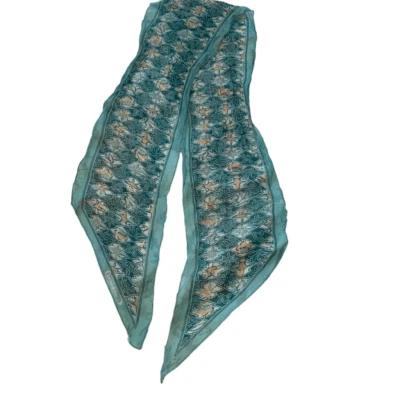 Cacharel de colección de los años 70 para Glentex bufanda larga de seda discoteca verde azulado Foto 1 de 4