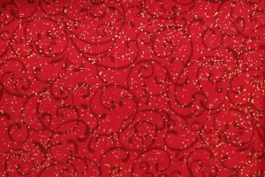 72"L x 44"W Chickadees & Berries Robinson for Benartex Red Vines Gold Sparkles - Picture 1 of 10