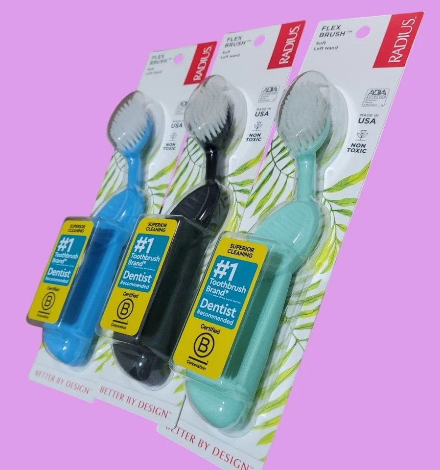 Radius Adult Flex Toothbrush Soft Left Hand 1 Brush