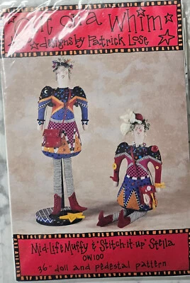 Out on a Whim Mid-Life Muffy & Stitch-it-up-Stella Doll Sewing Pattern Uncut 36" - Image 1 of 2