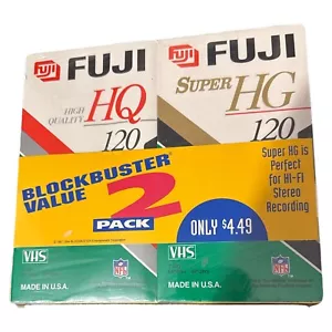 Vintage blockbuster value two pack Fuji Hg 120 Recordable VHS tapes - Picture 1 of 2