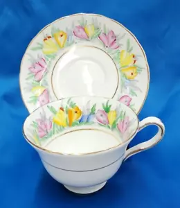 Pedestal fino de China Rosina Queens platillo flores de tulipán de colección delicado - Imagen 1 de 11