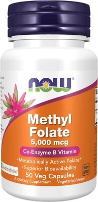 NOW FOODS Metil Folato 5000 mcg 50 Cápsulas Vegetales Foto 1 de 4
