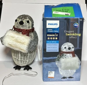 Rare Philips LED Lights Glitter Penguin Baby 15" Indoor/Outdoor CUTE - Picture 1 of 9