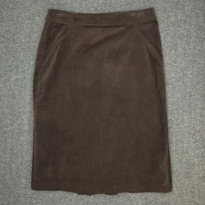 y2k chelsea and theodore brown corduroy knee length skirt pleated womens size 6 - Picture 1 of 9