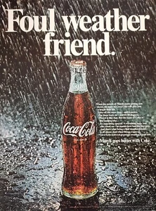 1969 Coca-Cola Soda Pop Softdrink Foul Weather Pouring Rain Print Ad - Bild 1 von 1
