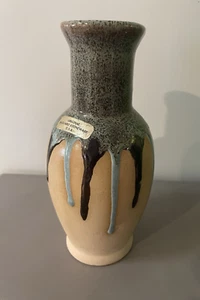 SALE Original Saguaro Stoneware USA Drip Glaze Vase Shades of Blue 7"H - Picture 1 of 8
