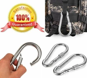 Heavy Duty CARABINER CLIPS, LARGE galvanised steel clip, screw lock SNAP HOOKS - Picture 1 of 11