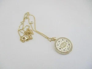 Cubic Zirconia Simulated Opal Evil Eye Pendant Necklace in Gold Plate MSRP $100 - Picture 1 of 3