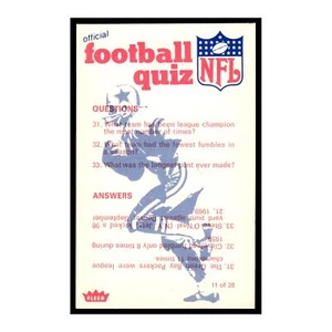 1972 Fleer Football Quiz #11.0 - Picture 1 of 3
