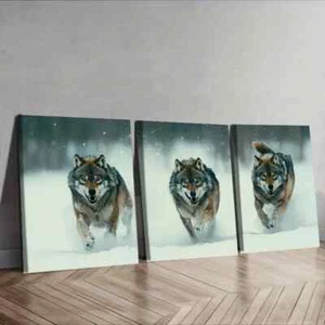 3pcs Featuring a Fierce Wolf Pack  Wall Art Canvas Unframed/Framed - Imagen 1 de 9