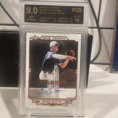 2019 Leaf Trinity Clear BOBBY WITT JR. Bronze Prospect Auto #CA-BWJ Royals FCG 9 - Image 1 of 2