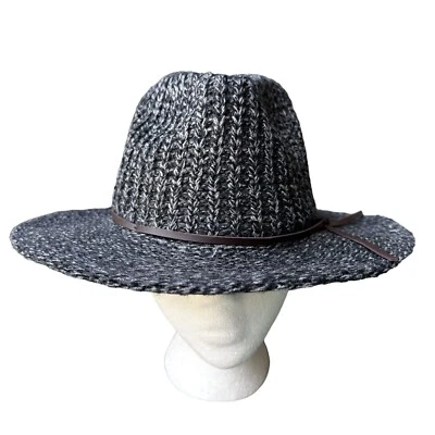 Sombrero Fedora CC Charcol para Mujer Tejido Negro Banda de Cuero Acento Talla Única Ajustable Foto 1 de 4