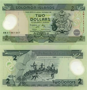 Solomon Islands 2 Dollars (ND/2001) - Shark/Crocodile p23 Polymer Sig. 8 UNC - Picture 1 of 3