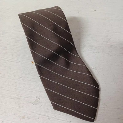 Vtg Cavalier Mens Tie Brown Stripe 55" USA Designer - Image 1 of 3
