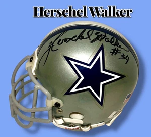 MINI CASCO HERSCHEL WALKER AUTOGRAFATO FIRMATO DALLAS COWBOYS WAPCOA - Foto 1 di 7