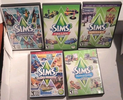 The Sims 3 Lot 5x PC Mac Expansions Fast Ln, Gen, Island ,Town, Outdoor, Stuff - Image 1 of 4