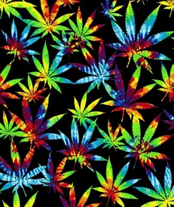 Plush Queen Size Marijuana Blanket - Extremely Soft - Tie Dye Leaves - Picture 1 of 3