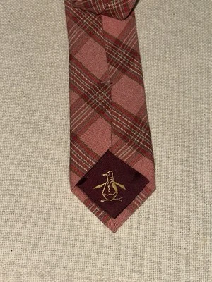 Nuevo PENGUIN by MUNSINGWEAR Cuadros 100% Algodón Cuello Corbata Cuello Prendas Rojo Nuevo con Etiquetas Foto 1 de 4