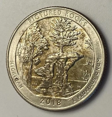 2018 "D"**Michigan Quarter**Major Struck Through Mint Error*High Grade*AU*(Rare) - Image 1 of 2