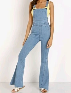 Revolve Show Me Your Mumu Berkeley Bells Overalls Light Wash Fitted Bellbottom S - Picture 1 of 12