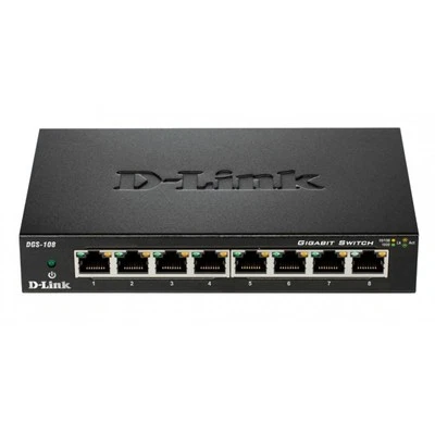 D-Link DGS-108 switch di rete Non gestito Nero - Immagine 1 di 3