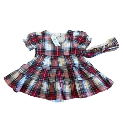 Vestido Baby Gap Infantil Niñas 3-6 M Cuadros Clásico Stewart Tartán Navidad Nuevo con Etiquetas Foto 1 de 4