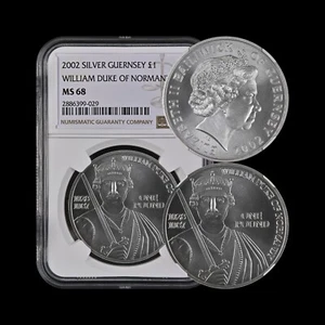 GUERNSEY. 2002, 1 Pound, Silver - NGC MS68 - William, Duke of Normandy - Picture 1 of 5