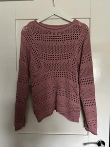 Next Women’s Pink Crochet Jumper Size M 12-14 - Picture 1 of 7
