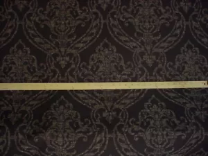5-1/4Y KRAVET 28442 JET BLACK PUTTY SPANISH FLORAL DAMASK UPHOLSTERY FABRIC - Picture 1 of 4