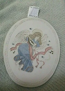 Angel Plaque Wedge Roman Dated 1996 Painting Ceramics Christianity - Picture 1 of 3