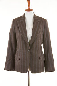Womens DRIES VAN NOTEN Blazer 0 IT38 in Cinnamon Brown Fleck Striped Tweed
