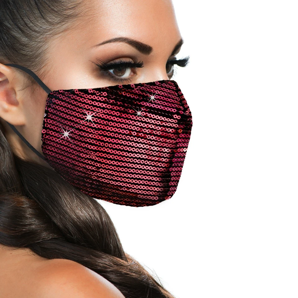 Máscara facial brillante con lentejuelas para mujer lavable reutilizable envío gratuito Foto 1 de 4