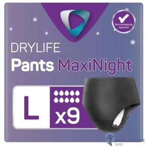 1x Drylife Pants Maxi Night Incontinence Underwear - Large - 3000ml - Pack of 9 - Picture 1 of 7