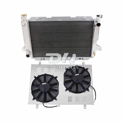 Radiador de aluminio de 4 filas + cubierta + ventilador para Ford Bronco F150 F250 F350 1985-1997 #1451 Foto 1 de 4