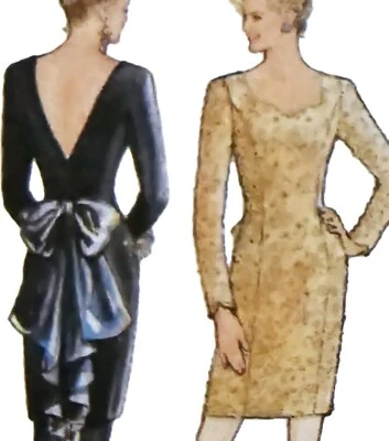 1980s Backless Sweetheart Bustle Dress Puff Sleeve Sewing Pattern Style 1993 - Image 1 of 3