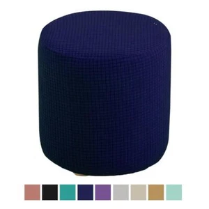 Velvet Stool Cover, Round Footstool Ottoman Chair Soft Polyester, Dustproof Pouf - Picture 1 of 16